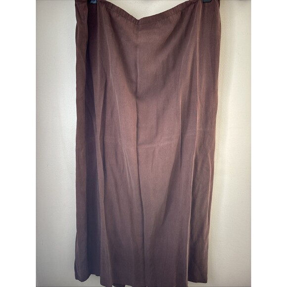 Vintage Clio Silk Midi Skirt Brown Button Front Womens M 100% Silk - Picture 7 of 7